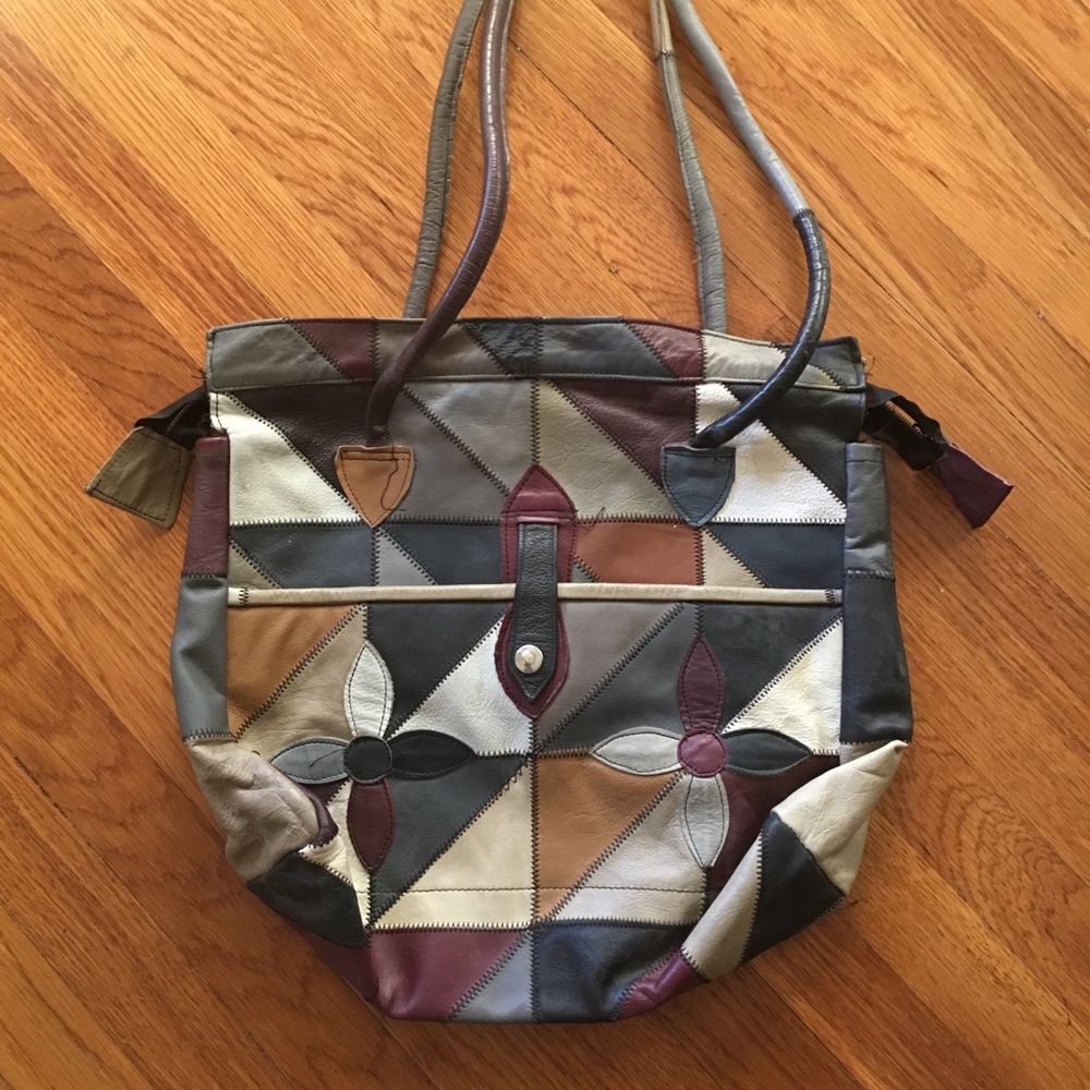 Vintage Multi-Color Patchwork Leather Purse - Picture 2 of 2
